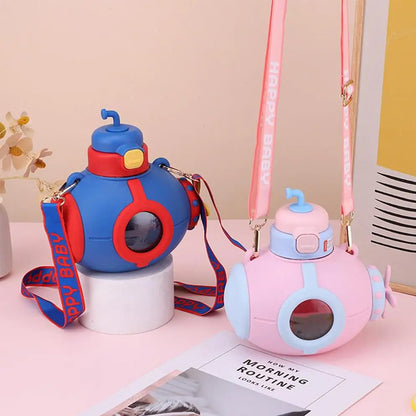 Cute Submarine Water Bottle With Straw 1000 ML - Madina Gift