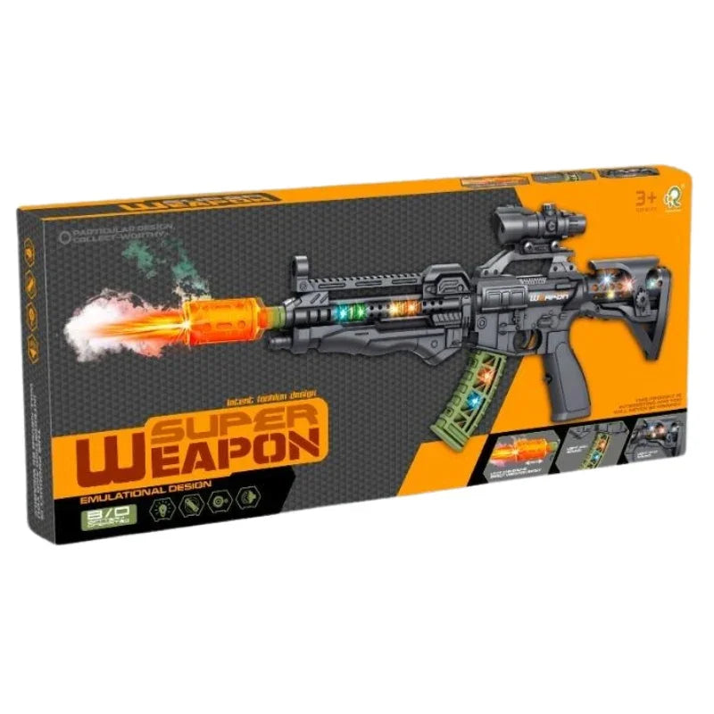 Super Weapon Toy Gun 718B Orange Box  With Light, Sound & Smoke Effects For Kids Online in Pakistan Madina Gift