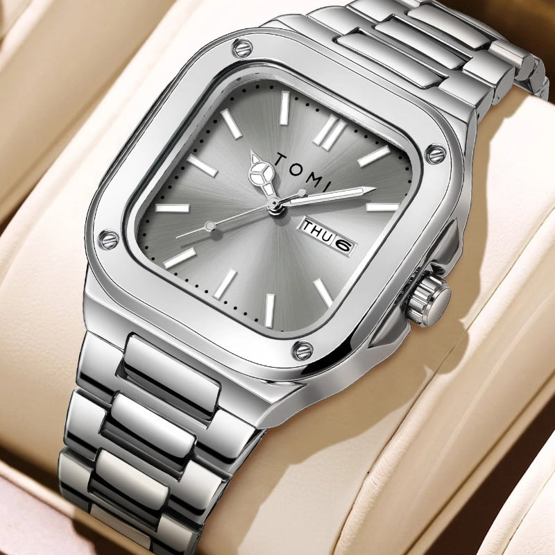 TOMI T-306-3 Gray Silver New Men's Luxury Business Watch Gift Box Set Online in Karachi Pakistan Madina Gift