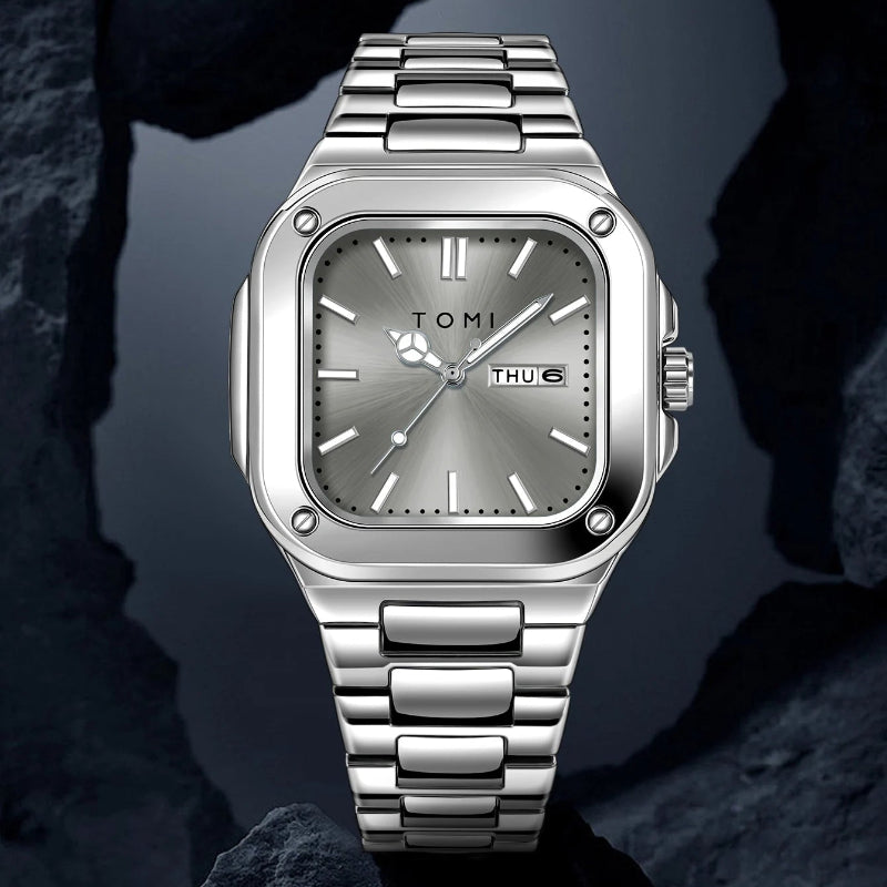 TOMI T-306-3 Gray Silver New Men's Luxury Business Watch Gift Box Set Online in Karachi Pakistan Madina Gift