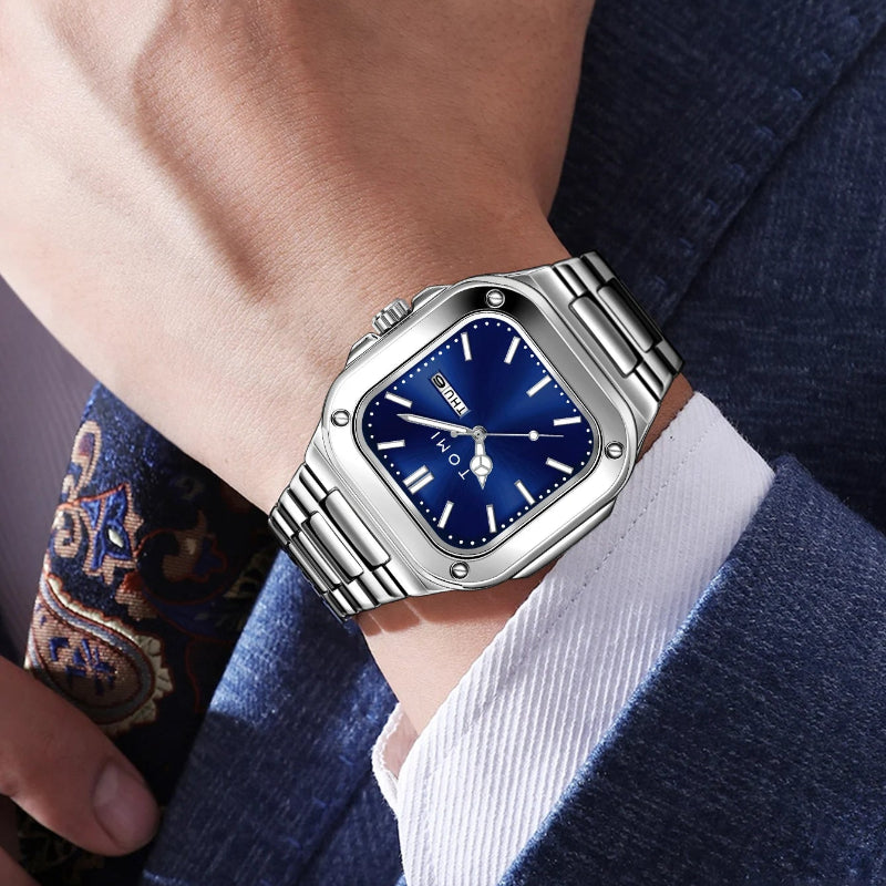 TOMI T-306-4 Blue Silver New Men's Luxury Business Watch Gift Box Set Online in Karachi Pakistan Madina Gift