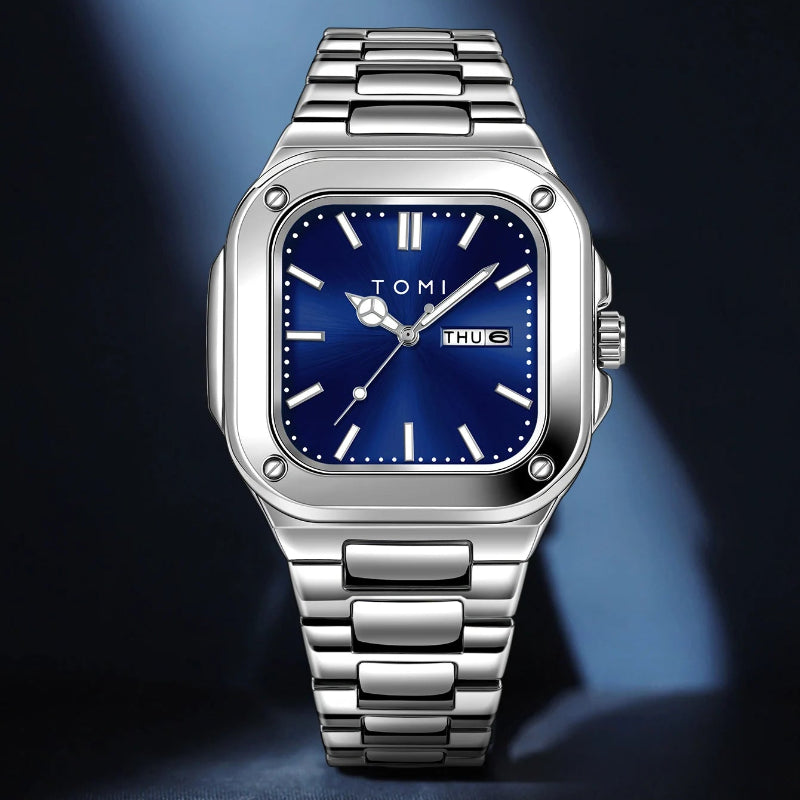 TOMI T-306-4 Blue Silver New Men's Luxury Business Watch Gift Box Set Online in Karachi Pakistan Madina Gift