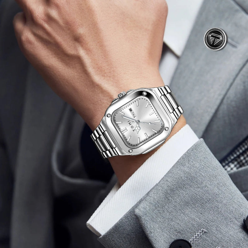 TOMI T-306-5 White Silver New Men's Luxury Business Watch Gift Box Set Online in Karachi Pakistan Madina Gift