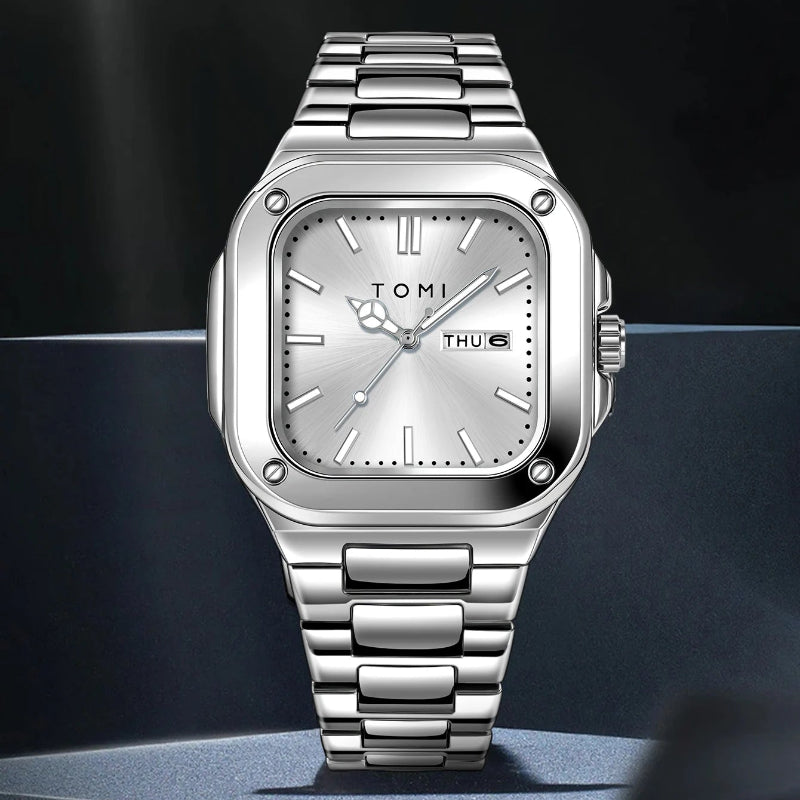 TOMI T-306-5 White Silver New Men's Luxury Business Watch Gift Box Set Online in Karachi Pakistan Madina Gift
