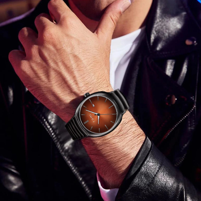 TOMI T-307-2 Coffee Bronze Black New Men's Luxury Business Watch Gift Box Set Online in Karachi Pakistan Madina Gift