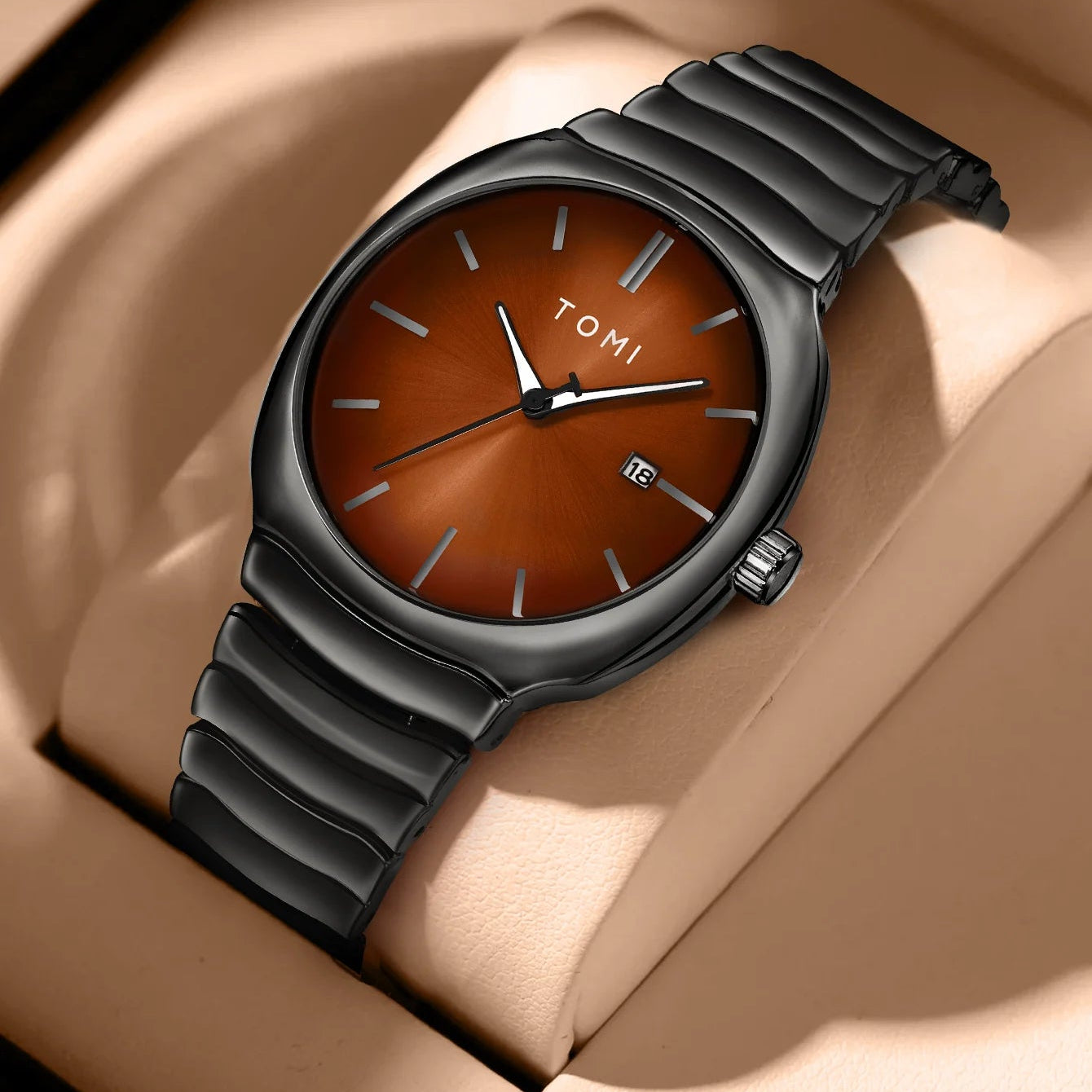 TOMI T-307-2 Coffee Bronze Black New Men's Luxury Business Watch Gift Box Set Online in Karachi Pakistan Madina Gift