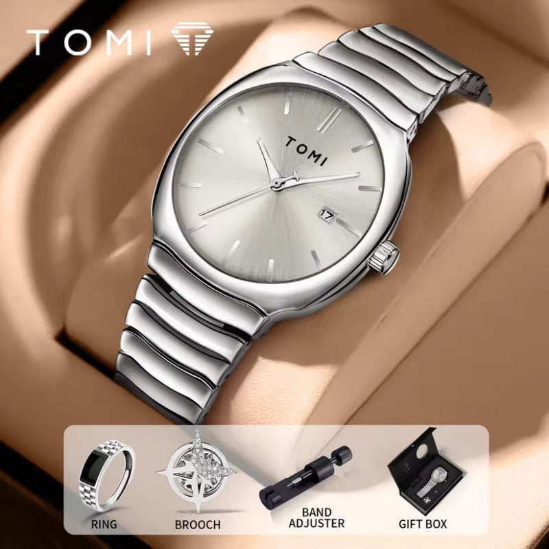 TOMI T-307-3 Silver New Men's Luxury Business Watch Gift Box Set Online in Karachi Pakistan Madina Gift