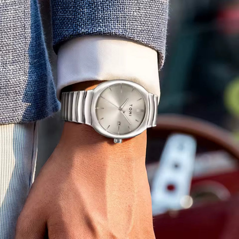 TOMI T-307-3 Silver New Men's Luxury Business Watch Gift Box Set Online in Karachi Pakistan Madina Gift