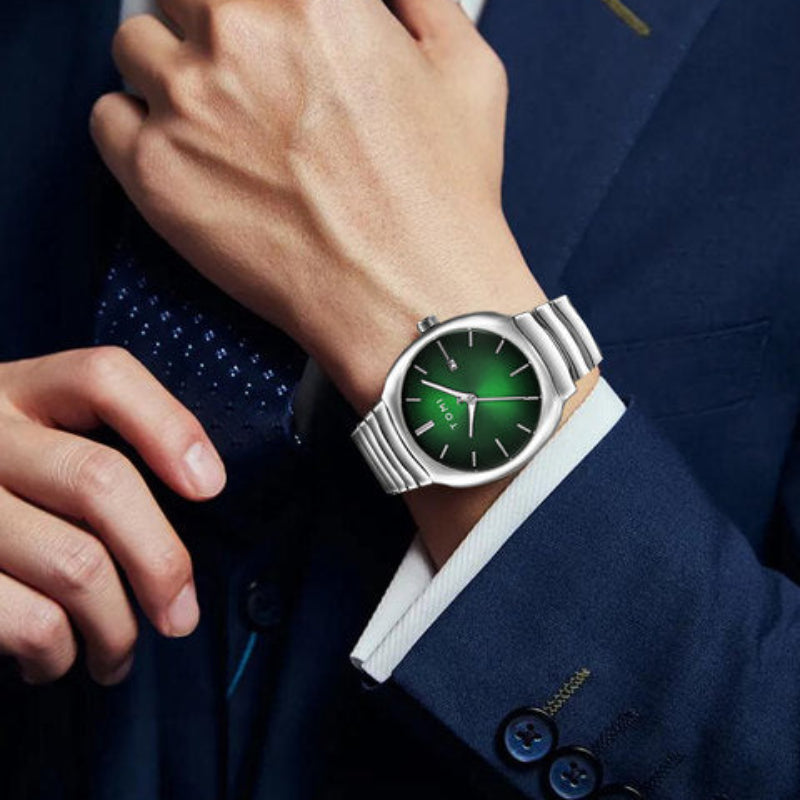 TOMI T-307-4 Green Silver New Men's Luxury Business Watch Gift Box Set Online in Karachi Pakistan Madina Gift