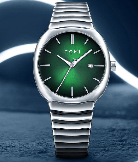 TOMI T-307-4 Green Silver New Men's Luxury Business Watch Gift Box Set Online in Karachi Pakistan Madina Gift