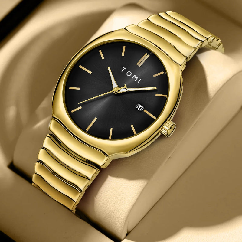 TOMI T-307-5 Black Gold New Men's Luxury Business Watch Gift Box Set Online in Karachi Pakistan Madina Gift