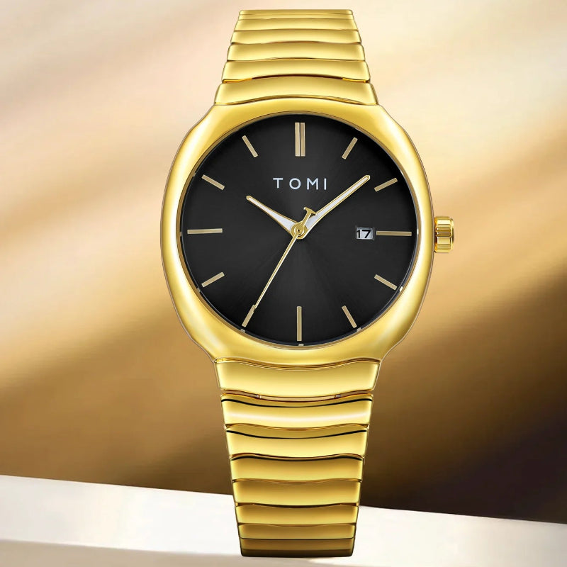 TOMI T-307-5 Black Gold New Men's Luxury Business Watch Gift Box Set Online in Karachi Pakistan Madina Gift