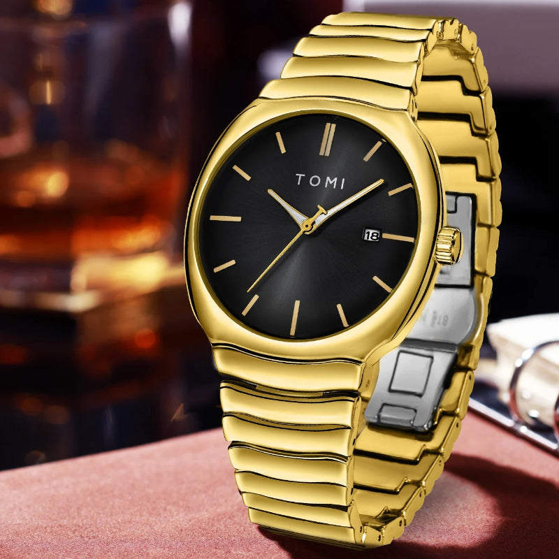 TOMI T-307-5 Black Gold New Men's Luxury Business Watch Gift Box Set Online in Karachi Pakistan Madina Gift