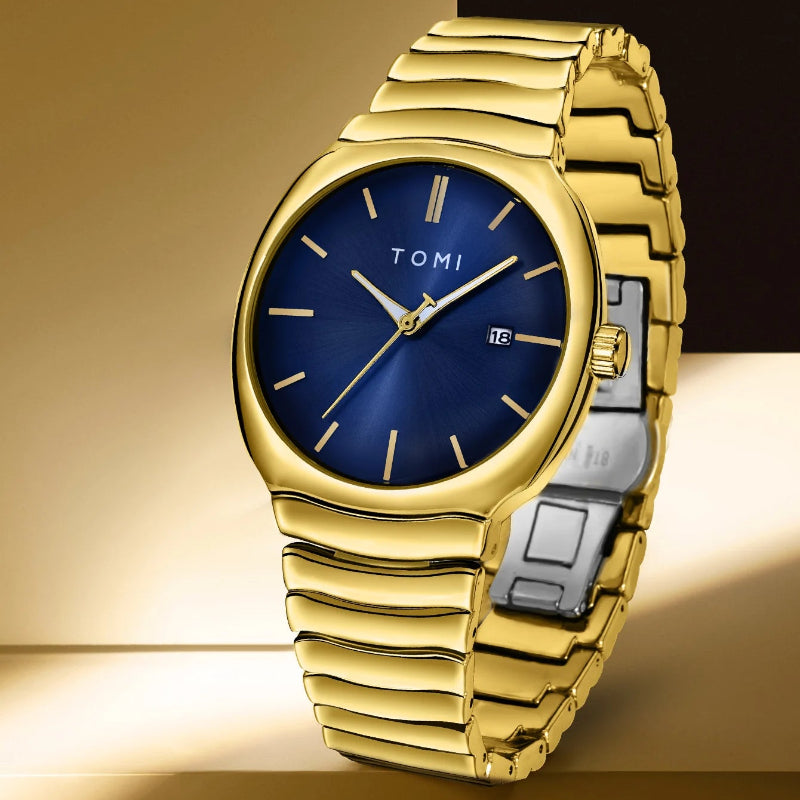 TOMI T-307-6 Blue Gold New Men's Luxury Business Watch Gift Box Set Online in Karachi Pakistan Madina Gift