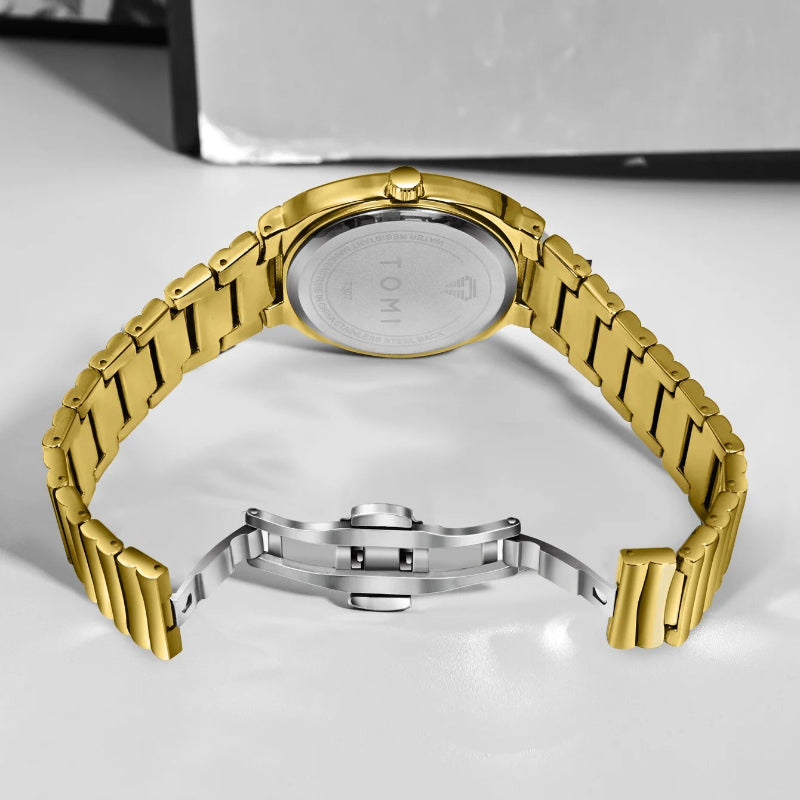 TOMI T-307-6 Blue Gold New Men's Luxury Business Watch Gift Box Set Online in Karachi Pakistan Madina Gift
