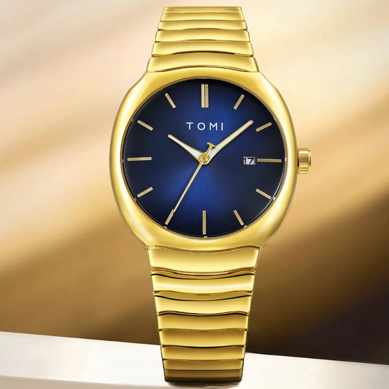 TOMI T-307-6 Blue Gold New Men's Luxury Business Watch Gift Box Set Online in Karachi Pakistan Madina Gift