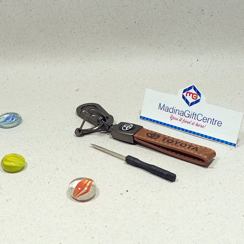 TOYOTA Brown Leather Keychain with Screwdriver Madina Gift