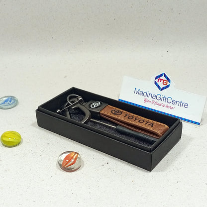 TOYOTA Brown Leather Keychain with Screwdriver Madina Gift
