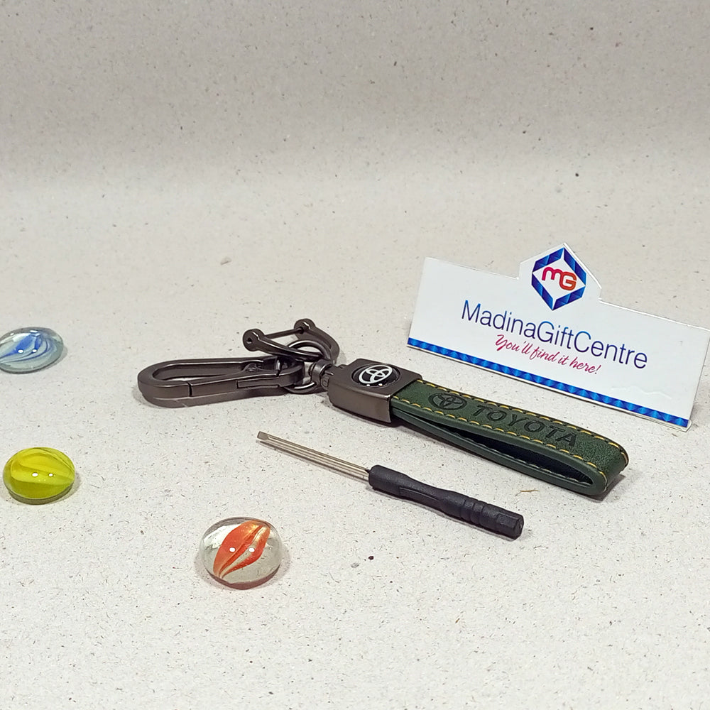 TOYOTA Green Leather Keychain with Screwdriver Madina Gift