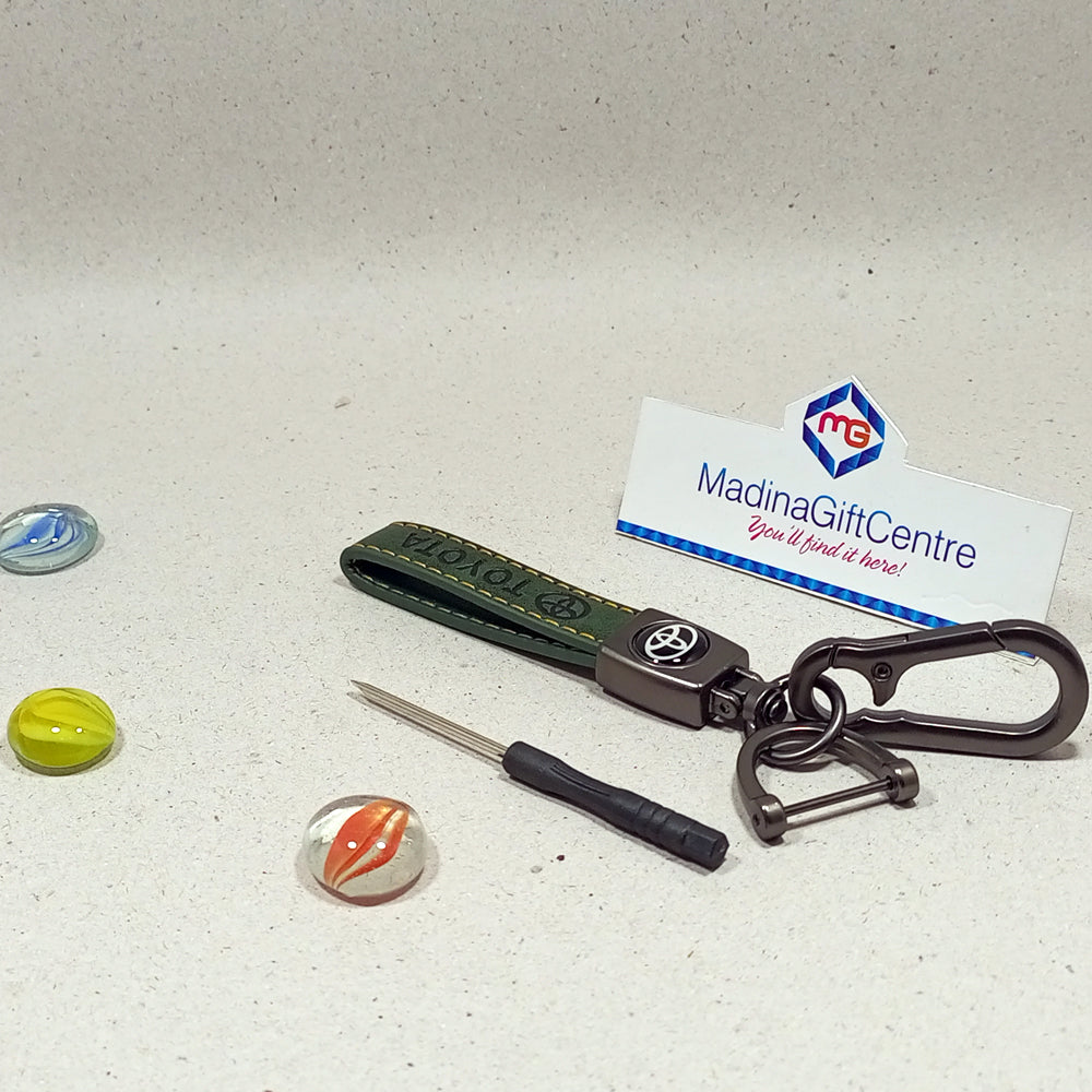 TOYOTA Green Leather Keychain with Screwdriver Madina Gift
