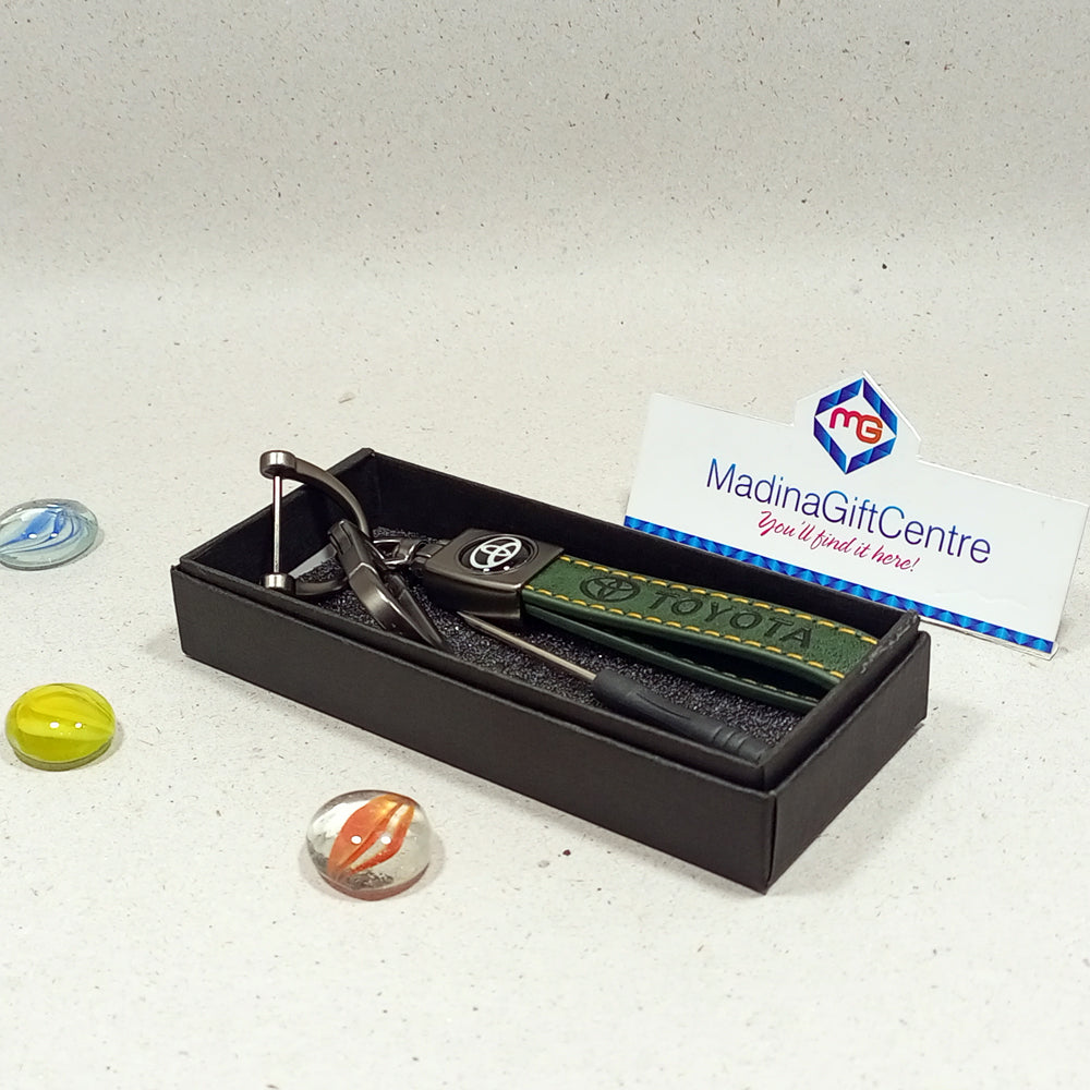 TOYOTA Green Leather Keychain with Screwdriver Madina Gift