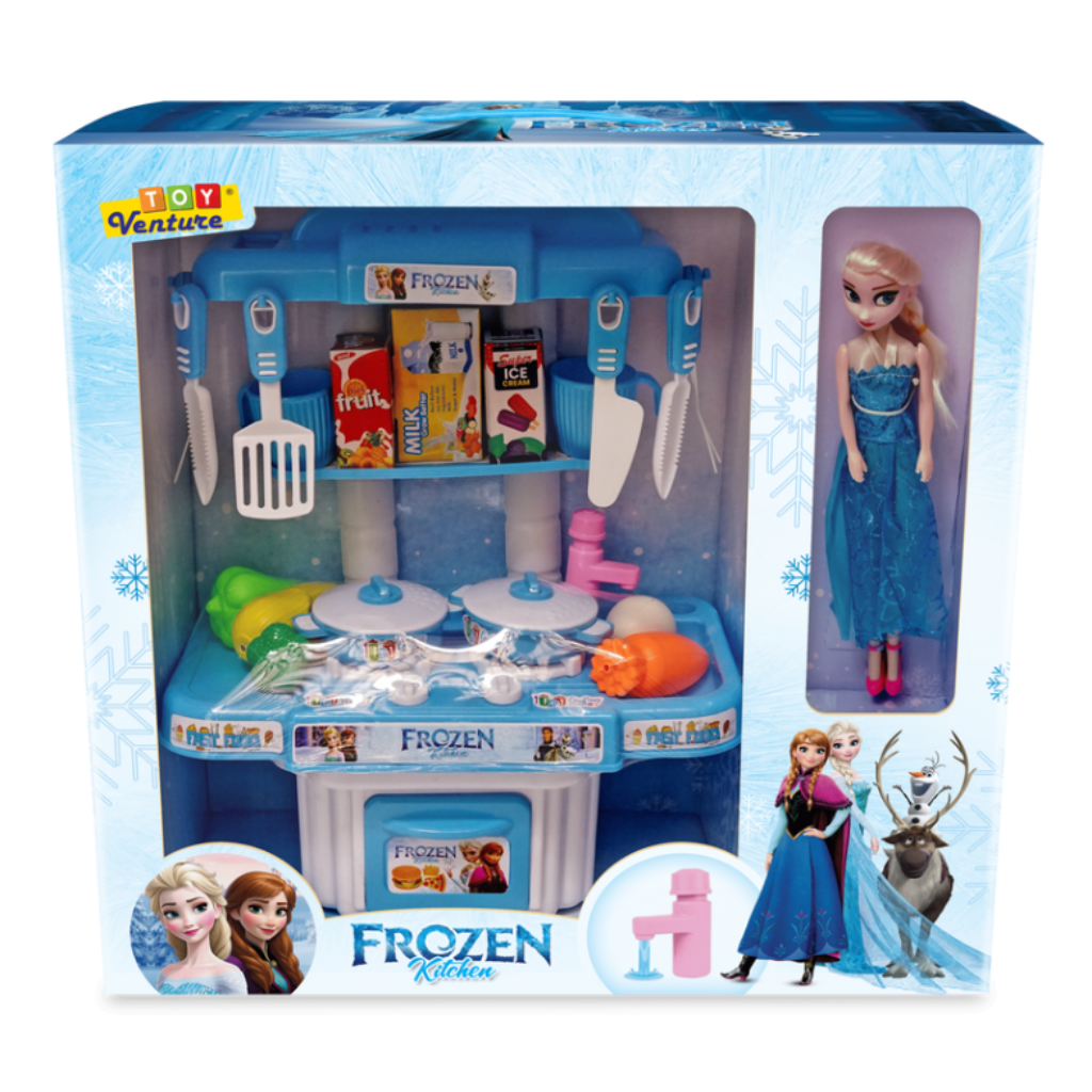 Toy Venture Frozen Doll Kitchen Set AS6608 with Accessories Madina Gift