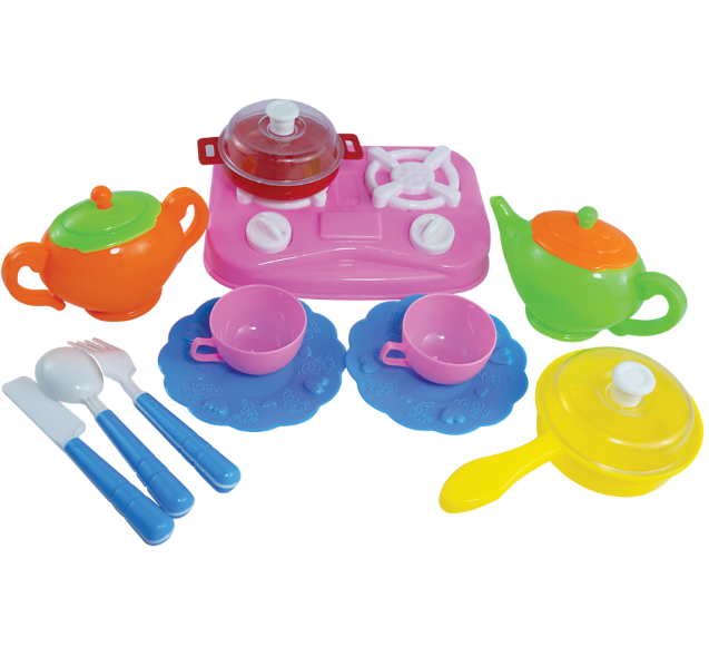 Toy Venture Kitchen Stove & Tea Set 14 Accessories Set For Kids Madina Gift
