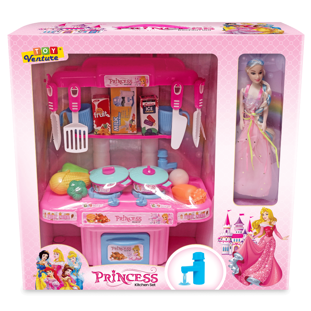 Toy Venture Princess Doll Kitchen Set AS6607 with Accessories Madina Gift