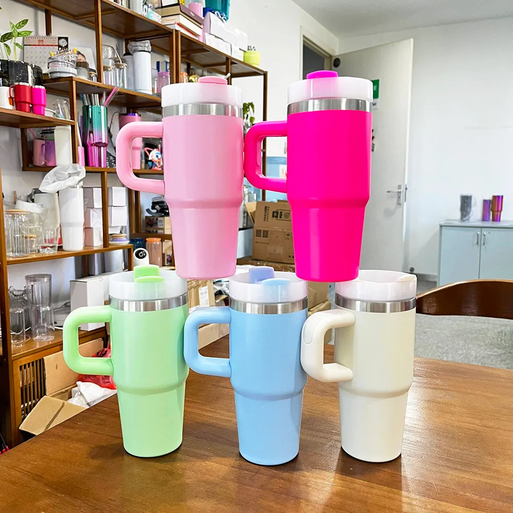 Tumbler Handle Lid Straw 420 ML Madina Gift