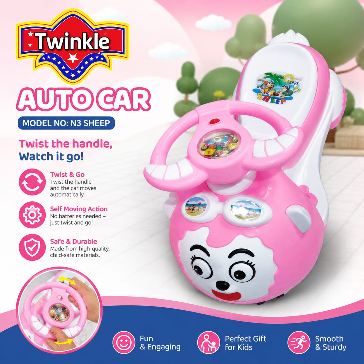 Twinkle N3 Swing Ride On Push Car For Kids Online in Karachi Pakistan Madina Gift