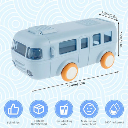 Unique Bus Shape Water Bottle With Straw 600 ML