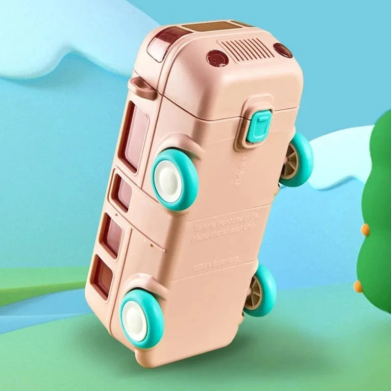 Unique Bus Shape Water Bottle With Straw 600 ML