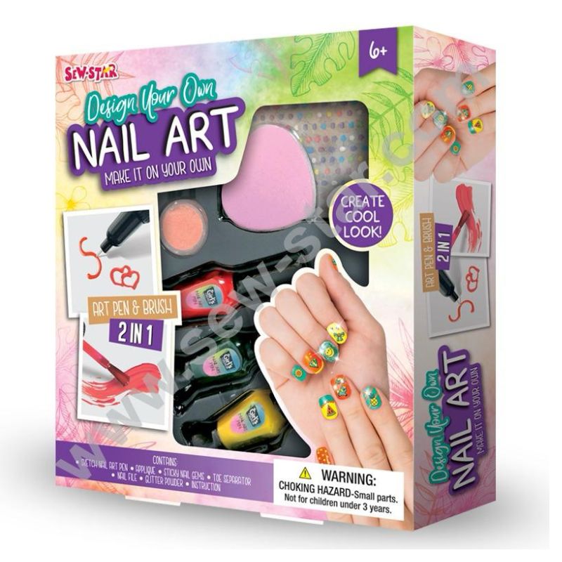 Sew Star 2 In 1 Nail Art Set - Sparkle, Shine & Express Your Style Wonder Play, Madina Gift