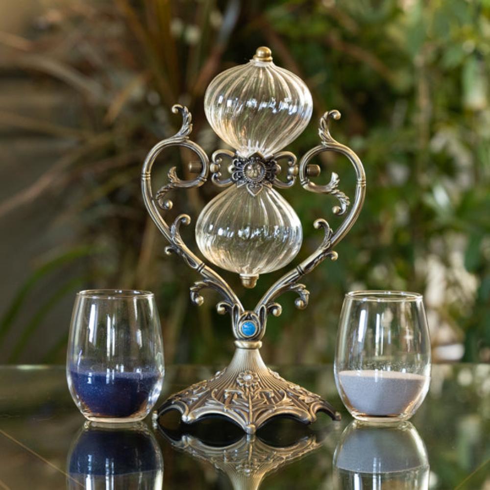 Vintage Heart Twisted Glass Rotating Hourglass - Madina Gift