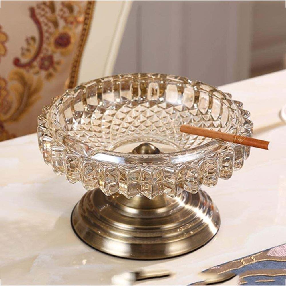 Vintage Luxury Brass Crystal Glass Ashtray - Madina Gift