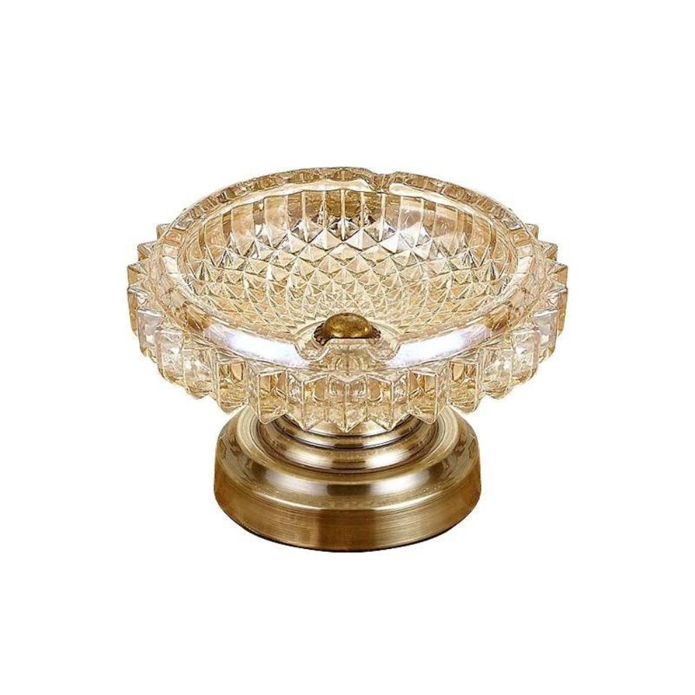 Vintage Luxury Brass Crystal Glass Ashtray - Madina Gift