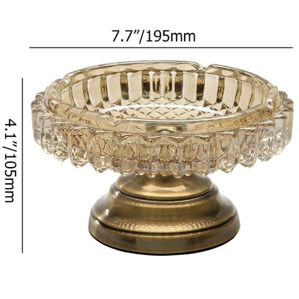 Vintage Luxury Brass Crystal Glass Ashtray - Madina Gift