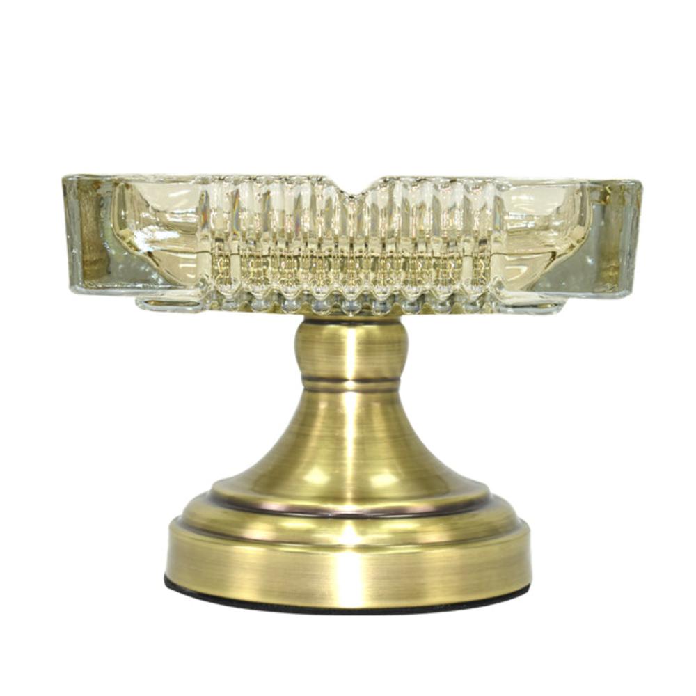 Vintage Luxury Brass Crystal Glass Ashtray Square - Madina Gift