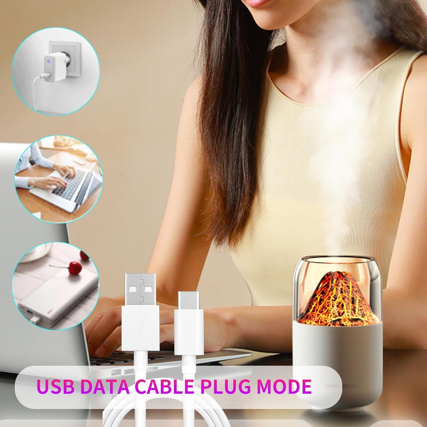 Volcano Air Humidifier with Night Light - Madina Gift