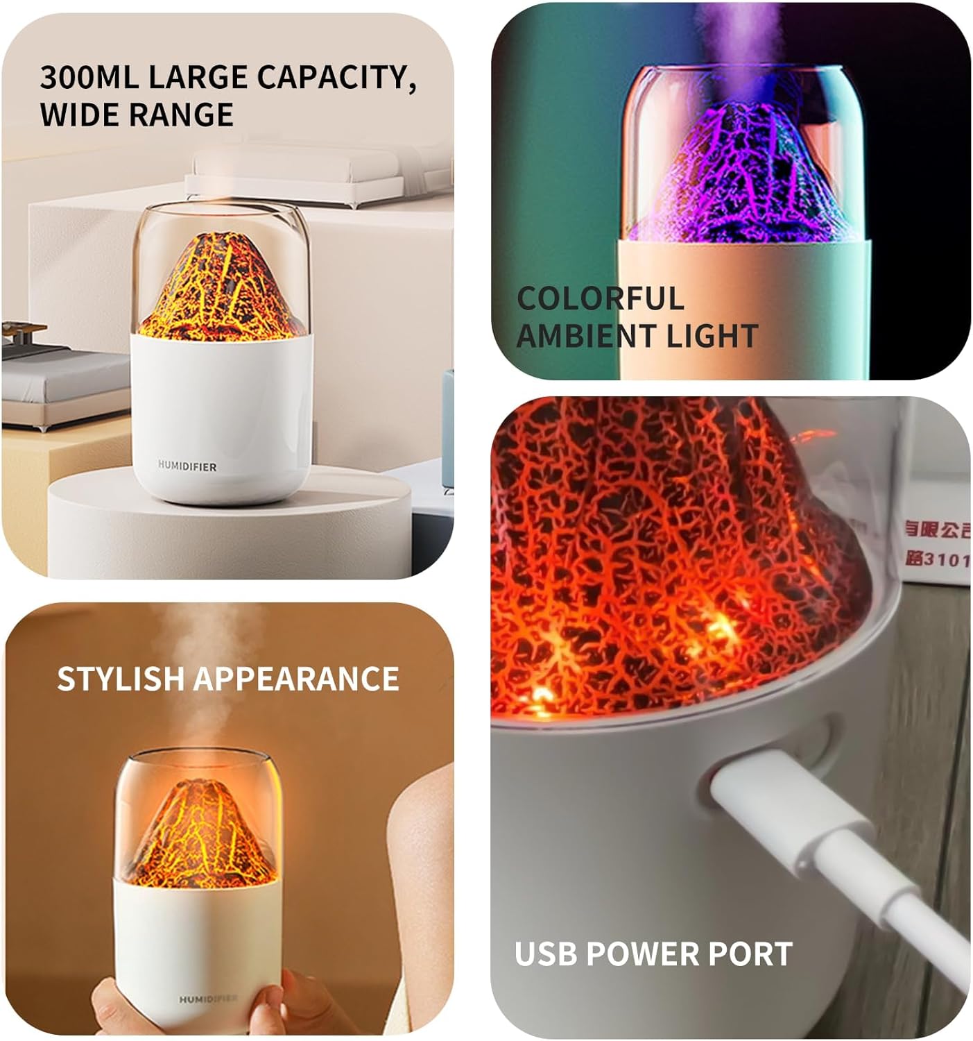Volcano Air Humidifier with Night Light - Madina Gift