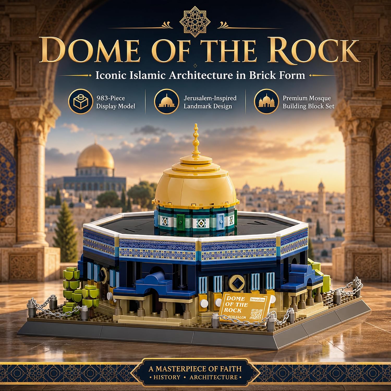 WANGE 5243 Dome of The Rock Architectural Building Block Set 983 Pieces Set Online in Pakistan Madina Gift