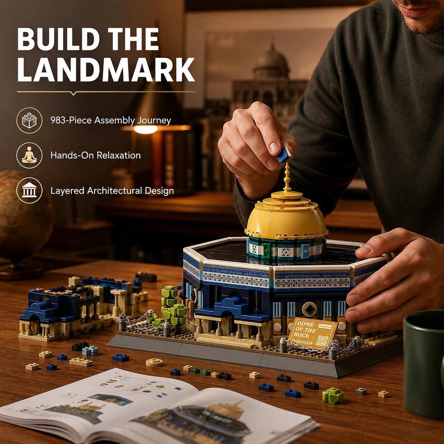WANGE 5243 Dome of The Rock Architectural Building Block Set 983 Pieces Set Online in Pakistan Madina Gift