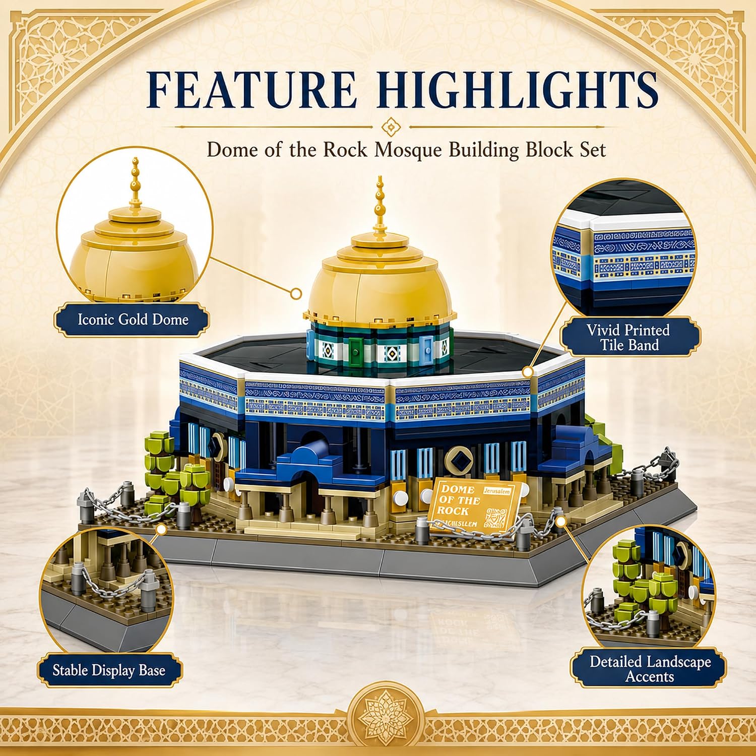 WANGE 5243 Dome of The Rock Architectural Building Block Set 983 Pieces Set Online in Pakistan Madina Gift