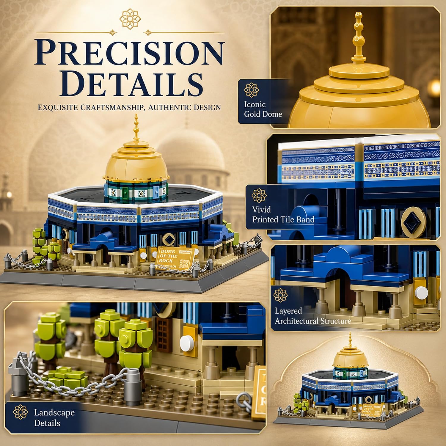 WANGE 5243 Dome of The Rock Architectural Building Block Set 983 Pieces Set Online in Pakistan Madina Gift