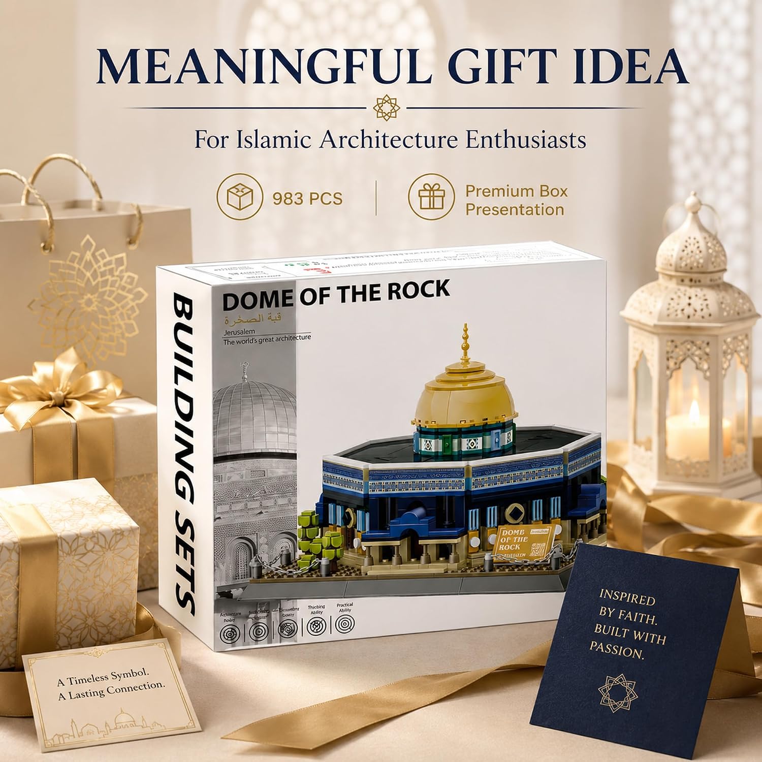 WANGE 5243 Dome of The Rock Architectural Building Block Set 983 Pieces Set Online in Pakistan Madina Gift