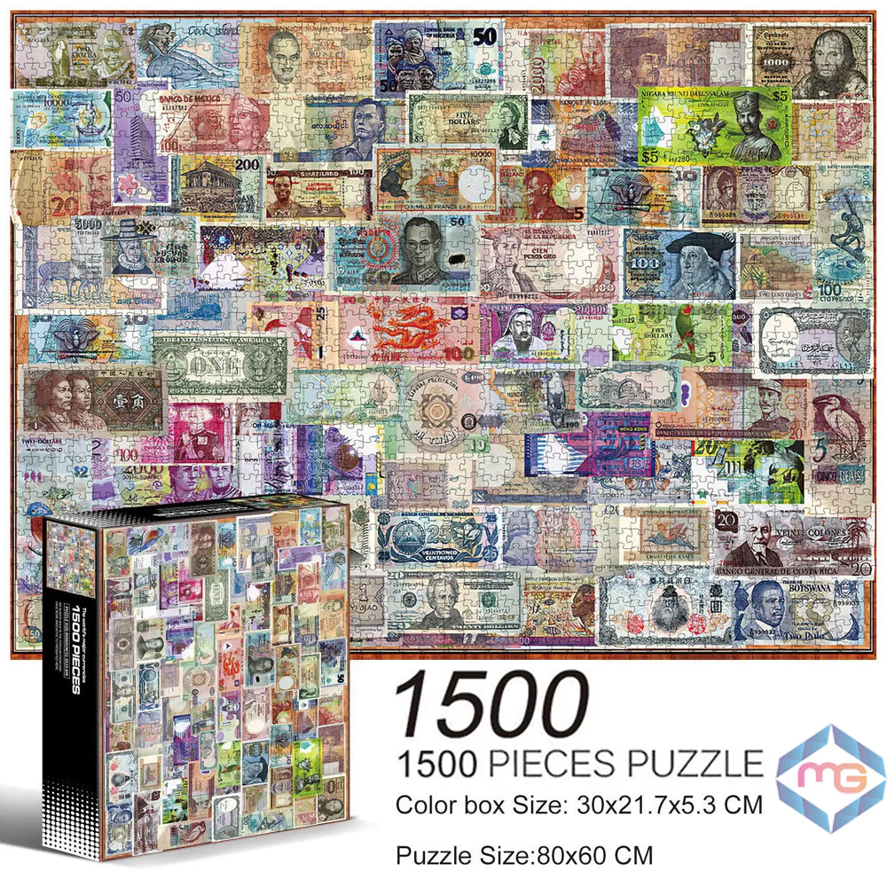 The World's Major Currencies Jigsaw Puzzle of 1500 Pieces