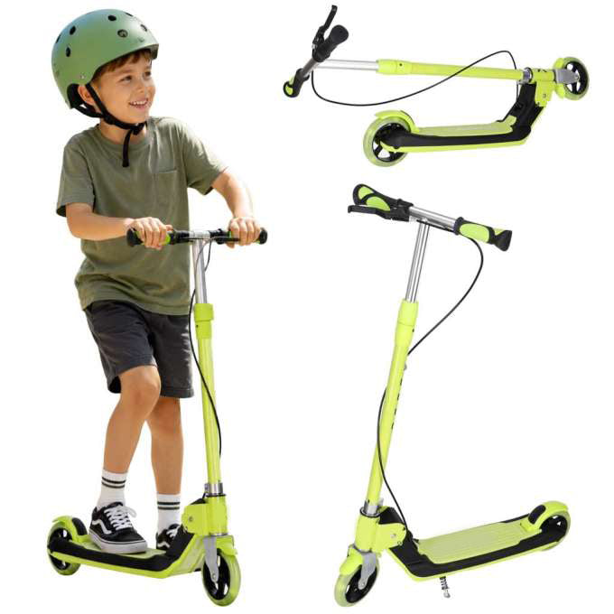 Foldable Two-Wheel Scooter with Handbrake & LED Light-Up Wheels