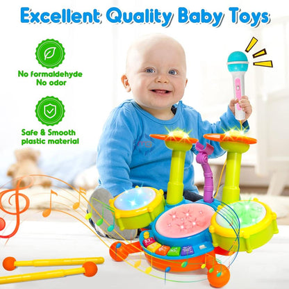 Drum With Microphone Musical Instruments Play Set - CY-6002B - Madina Gift