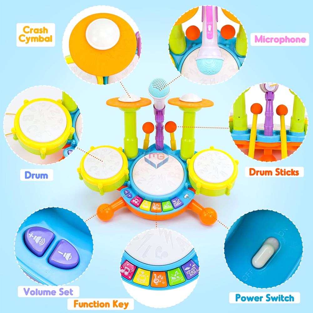 Drum With Microphone Musical Instruments Play Set - CY-6002B - Madina Gift