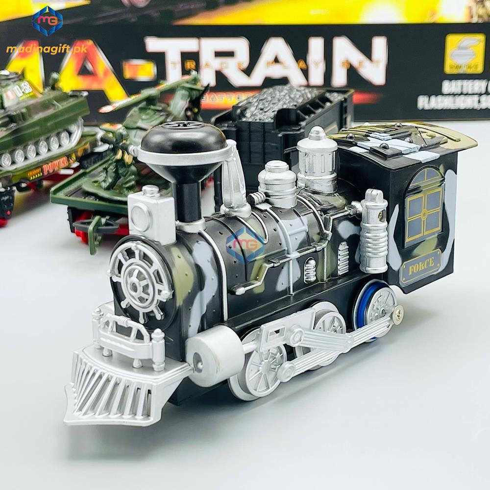 MA Military Train with Real Smoke, Light & Sound - 19022B - Madina Gift
